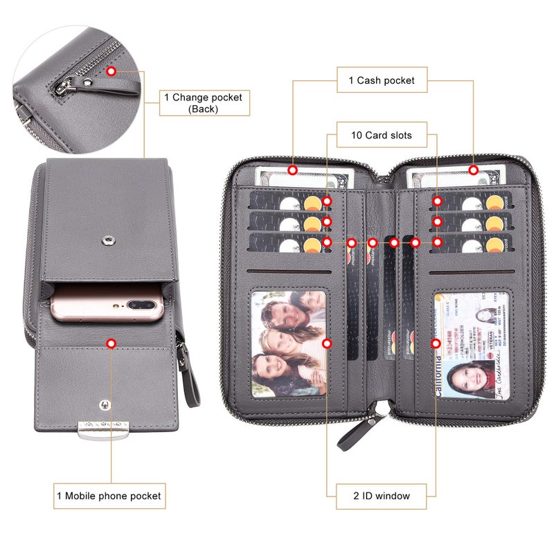 KUKOO Small Crossbody Bag Cell Phone Purse Wallet with Credit Card Slots for Women - Image 4